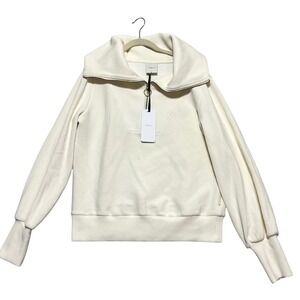 Varley Vine Half Zip Pullover Ivory Cream Ottoman Rib Knit Womens MEDIUM